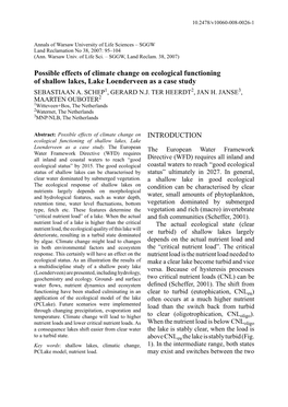 INTRODUCTION Possible Effects of Climate Change on Ecological