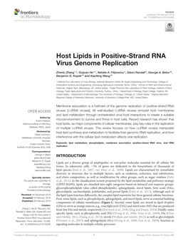 Host Lipids in Positive-Strand RNA Virus Genome Replication