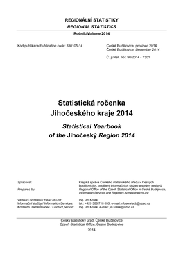 Statistická Ročenka Jihočeského Kraje 2014