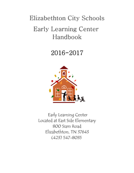 Elizabethton City Schools Early Learning Center Handbook 2016