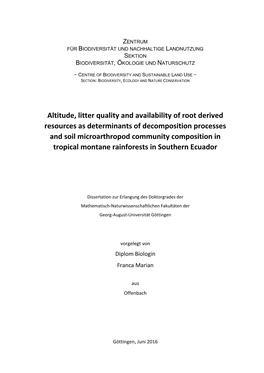 Altitude, Litter Quality and Availability of Root Derived Resources As Determinants of Decomposition Processes and Soil Microart