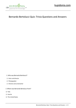 Bernardo Bertolucci Quiz: Trivia Questions and Answers