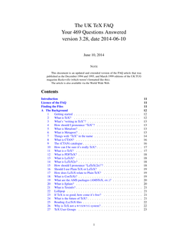 The UK Tex FAQ Your 469 Questions Answered Version 3.28, Date 2014-06-10