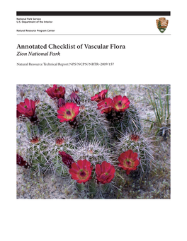 Annotated Checklist of Vascular Flora Zion National Park