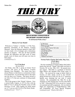 The Quarterly Newsletter of the Hickory Aviation Museum “It All Started with a Fury”