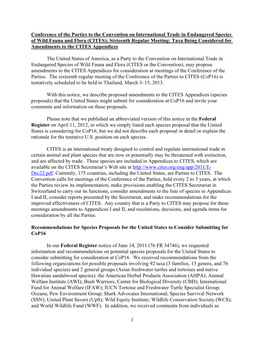 Extended Version of the Federal Register Notice