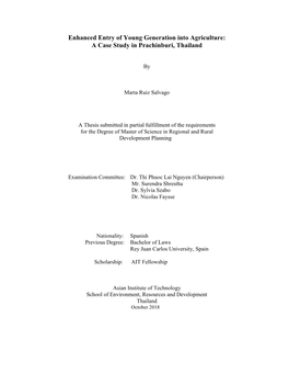 Enhanced Entry of Young Generation Into Agriculture: a Case Study in Prachinburi, Thailand