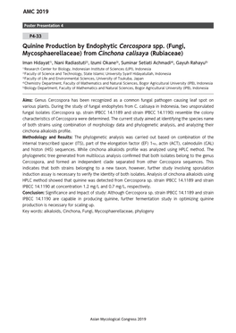 Quinine Production by Endophytic Cercospora Spp. (Fungi, Mycosphaerellaceae) from Cinchona Calisaya (Rubiaceae)