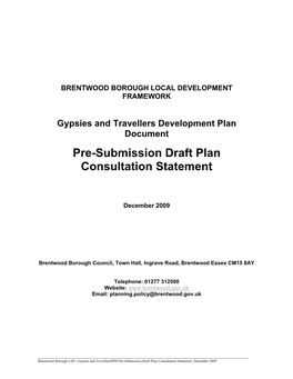 Pre-Submission Draft Plan Consultation Statement