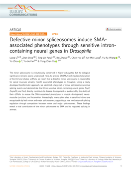 Defective Minor Spliceosomes Induce SMA-Associated Phenotypes