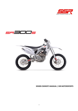Sr300s Owner's Manual | Ssr Motorsports