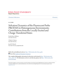 Solvation Dynamics of the Fluorescent Probe PRODAN In