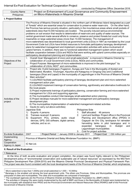 Internal Ex-Post Evaluation for Technical Cooperation Project