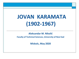 Jovan Karamata (1902-1967)