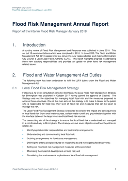 Flood Risk Management Annual Report – Jan 2018