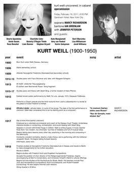 Kurt Weill Uncovered: in Cabaret Operamission