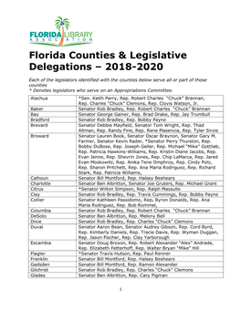 Florida Counties & Legislative Delegations – 2018-2020