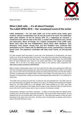 It's All About Freestyle the LAAX OPEN 2016 – 'The' Snowboard