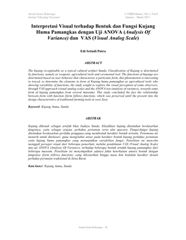 Interpretasi Visual Terhadap Bentuk Dan Fungsi Kujang Huma Pamangkas Dengan Uji ANOVA (Analysis of Variance) Dan VAS (Visual Analog Scale)