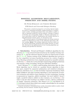 Boosting Algorithms: Regularization, Prediction and Model Fitting