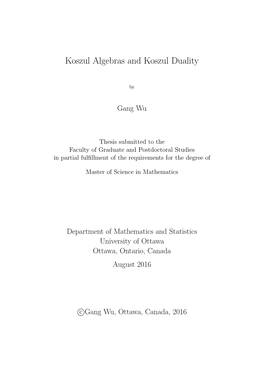 Koszul Algebras and Koszul Duality