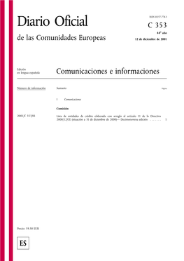 Diario Oficial C 353 44O Año De Las Comunidades Europeas 12 De Diciembre De 2001