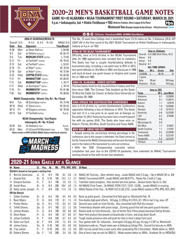 2020-21 MEN's BASKETBALL GAME NOTES GAME 18 • #2 ALABAMA • NCAA TOURNAMENT FIRST ROUND • SATURDAY, MARCH 20, 2021 4 P.M