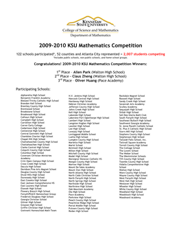 2009-2010 KSU Mathematics Competition