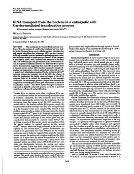 Trna Transport from the Nucleus in a Eukaryotic Cell