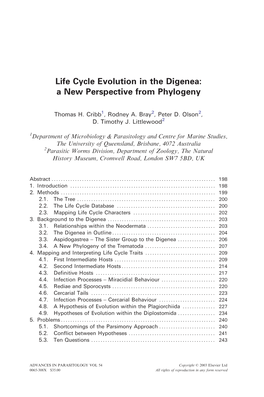 Life Cycle Evolution in the Digenea: a New Perspective from Phylogeny