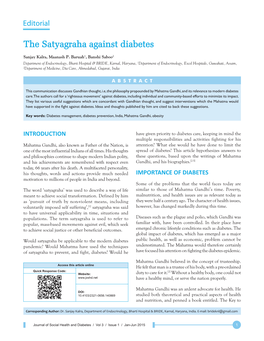 The Satyagraha Against Diabetes