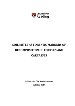 Soil Mites As Forensic Markers of Decomposition of Corpses and Carcasses