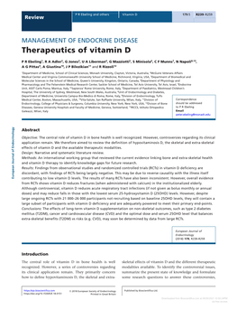 Therapeutics of Vitamin D