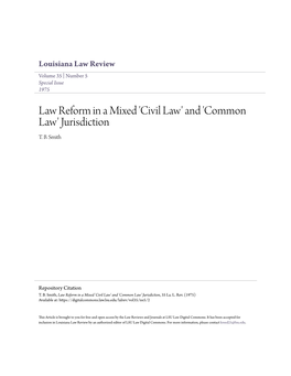 'Civil Law' and 'Common Law' Jurisdiction T