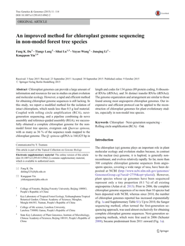 An Improved Method for Chloroplast Genome Sequencing in Non-Model Forest Tree Species