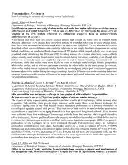 Presentation Abstracts Sorted According to Surname of Presenting Author (Underlined)