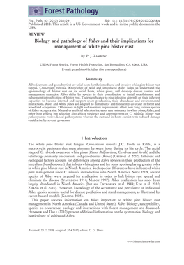 Biology and Pathology of Ribes and Their Implications for Management of White Pine Blister Rust