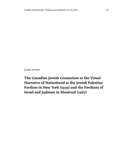The Canadian Jewish Connection to the Visual Narrative of Nationhood
