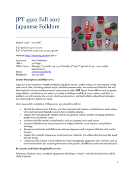 JPT 4502 Fall 2017 Japanese Folklore