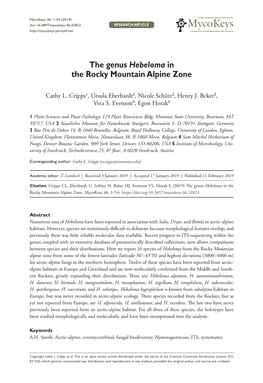 The Genus Hebeloma in the Rocky Mountain Alpine Zone