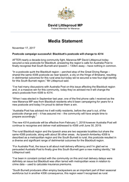 Blackbutt's Postcode Will Change to 4314 Postcode Campaign