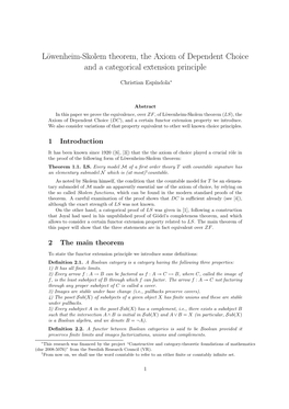 Löwenheim-Skolem Theorem, the Axiom of Dependent Choice and A