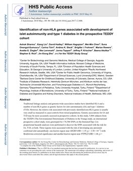 Identification of Non-HLA Genes Associated with Development of Islet Autoimmunity and Type 1 Diabetes in the Prospective TEDDY Cohort