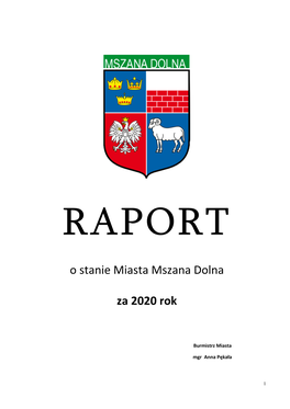 Raport O Stanie Miasta Mszana Dolna Za Rok 2020”