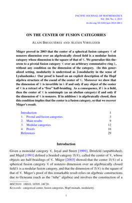 On the Center of Fusion Categories