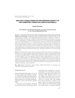 Nest-Site Characteristics and Breeding Density of Two Sympatric Forest-Falcons in Guatemala