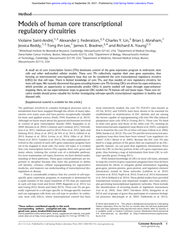 Models of Human Core Transcriptional Regulatory Circuitries