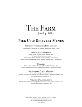 Pick up & Delivery Menus