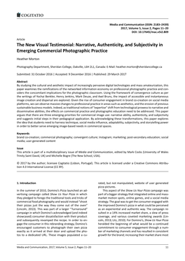 Narrative, Authenticity, and Subjectivity in Emerging Commercial Photographic Practice