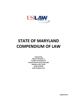 State of Maryland Compendium of Law